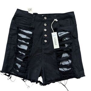 Aphrodite black denim distressed shorts size 3xl